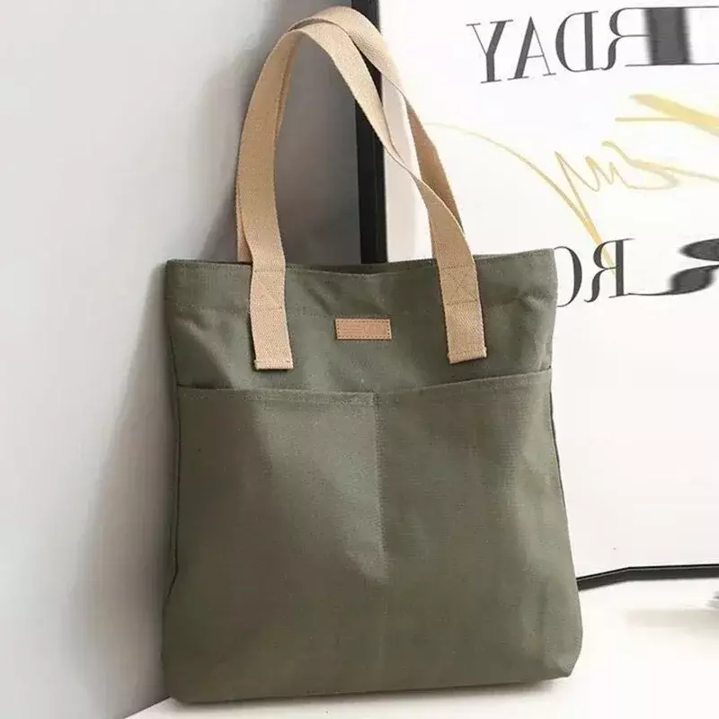 KM09     New Shopping  Canvas Tote  Student Book Large-capacity Storage  Shoulder Bag Female Eco-Friendly Reusable Handbags