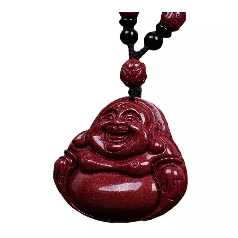 Mencheese-Colgante de cinabrio Maitreya para hombres y mujeres, collar de Buda de vientre grande, alto contenido