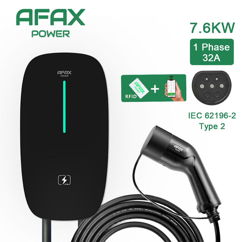 AFAX POWER EV Wallbox 7kW/11kW/22kW pour le chargement de voiture électrique dans le connecteur Type2 220V 380V EV chargeur 16A 32A