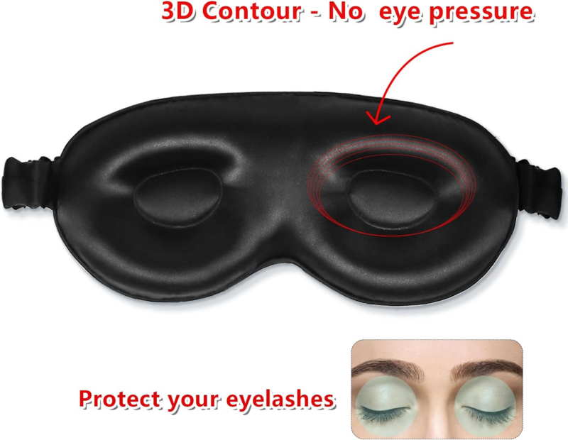 100% Pure Mulberrry Silk Sleep Mask,3D Contoured No Pressure Eye Covers,Soft Blindfold For Sleeping,Luxury Silk Sleep Eyemask