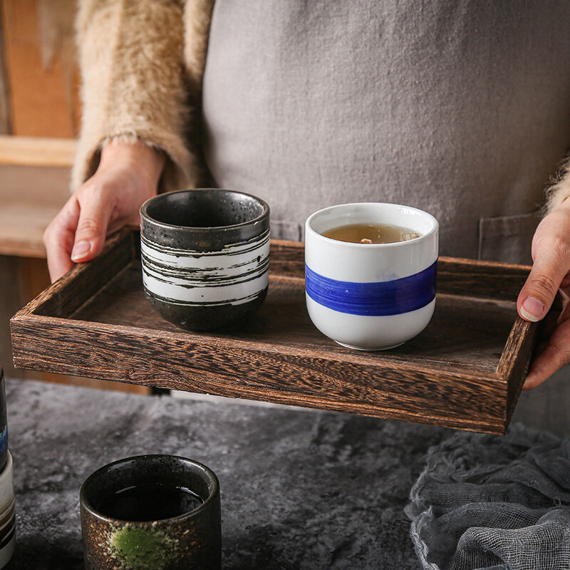 CHANSHOVA 200 مللي النمط الصيني الرجعية رسمت باليد رذاذ الصقيل السيراميك فنجان القهوة الصغيرة القدح الصين الخزف كوب الشاي مجموعة H330