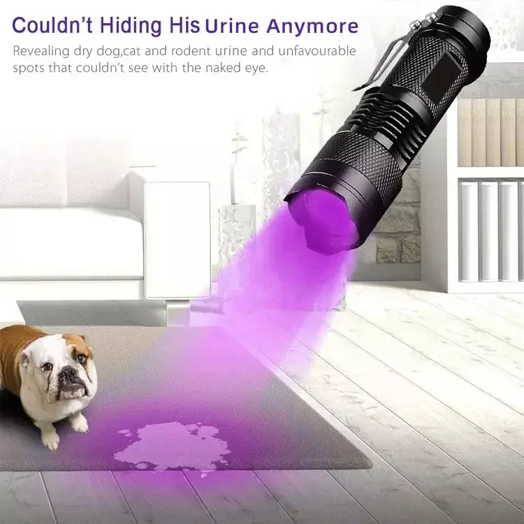 Linterna UV de luz negra, lámpara ultravioleta, Detector de luz UV para mascotas, escorpión de manchas de orina, 395nm