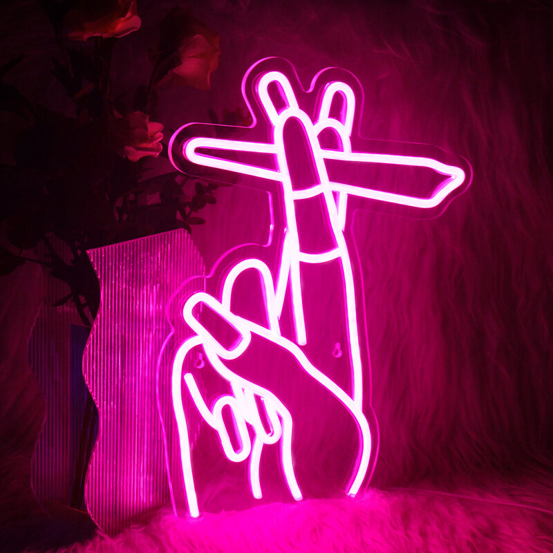 핑크 제스처 네온 사인 LED 방 벽 장식, USB 전원 조명 걸이식, 맞춤형 디자인 아트 램프, 파티 홈 바 클럽 선물