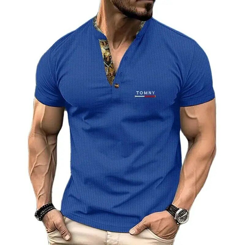 Camisa polo de manga curta masculina, blusa respirável, casual negócio, absorvente de suor, alta qualidade, nova
