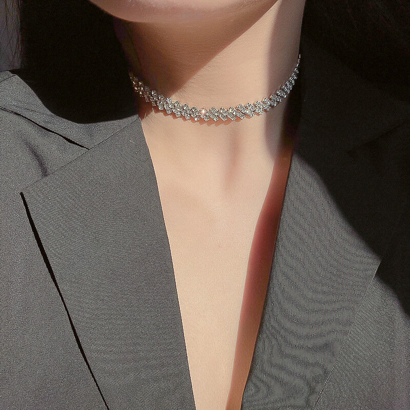 Collana girocollo con strass pieno di moda per donna collana di personalità geometrica in cristallo 2022 regali per feste di gioielli per matrimoni