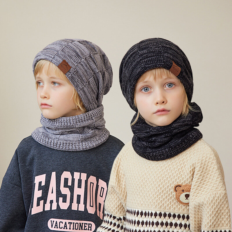 Kid Winter Keep Warm Beanie Hat sciarpa guanti Set 2 pezzi/3 pezzi ragazzi ragazze fodera in pile berretto in filato di lana bambino scaldacollo in maglia