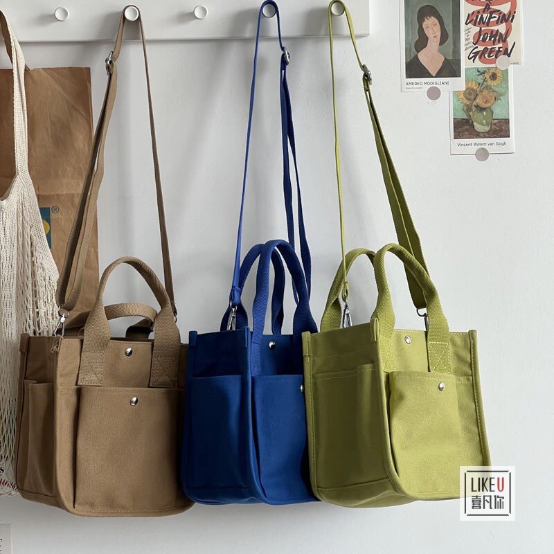 Женские сумки через плечо, холщовая однотонная Повседневная Сумка-тоут, сумка-мессенджер, сумка на плечо, брендовая дизайнерская простая сумка на плечо для девушек