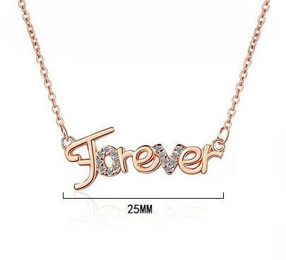 925 Sterling Silver Diamond Simple Forever Letter Clavicle Chain Necklace Women Classic Fashion Jewelry Accessories
