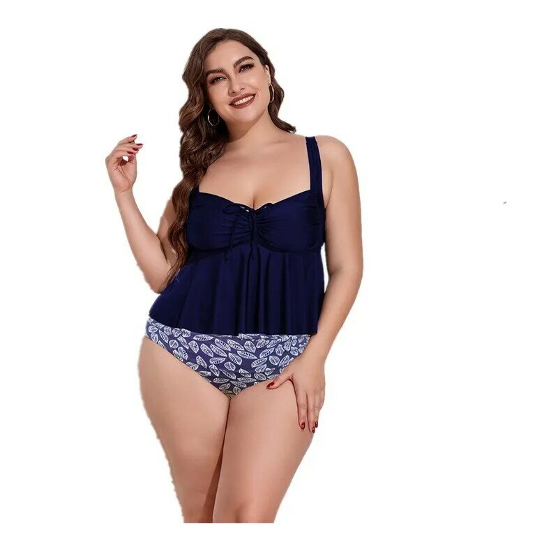 Nowy Plus Size kobiety strój kąpielowy Tankini strój kąpielowy kąpielowy strój kąpielowy bikini z wysoką talią zestaw Mujer strój kąpielowy 4XL