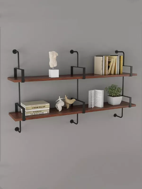 Simple wall-hung bookshelf with iron art word partition industrial wind haircut