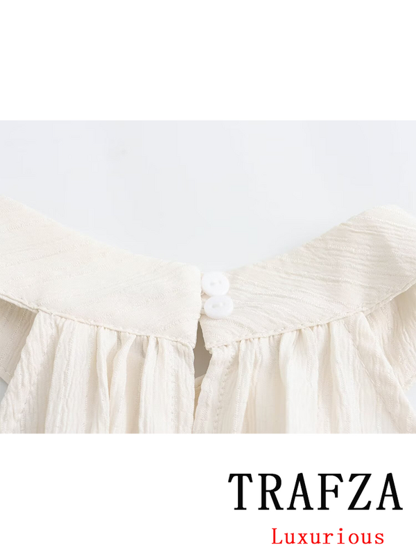 Trafza-女性の非対称単色ホルタードレス、カジュアルドレス、オフィスウェア、プリーツ、単色、ヴィンテージ、シック、新しいファッション、春、2022
