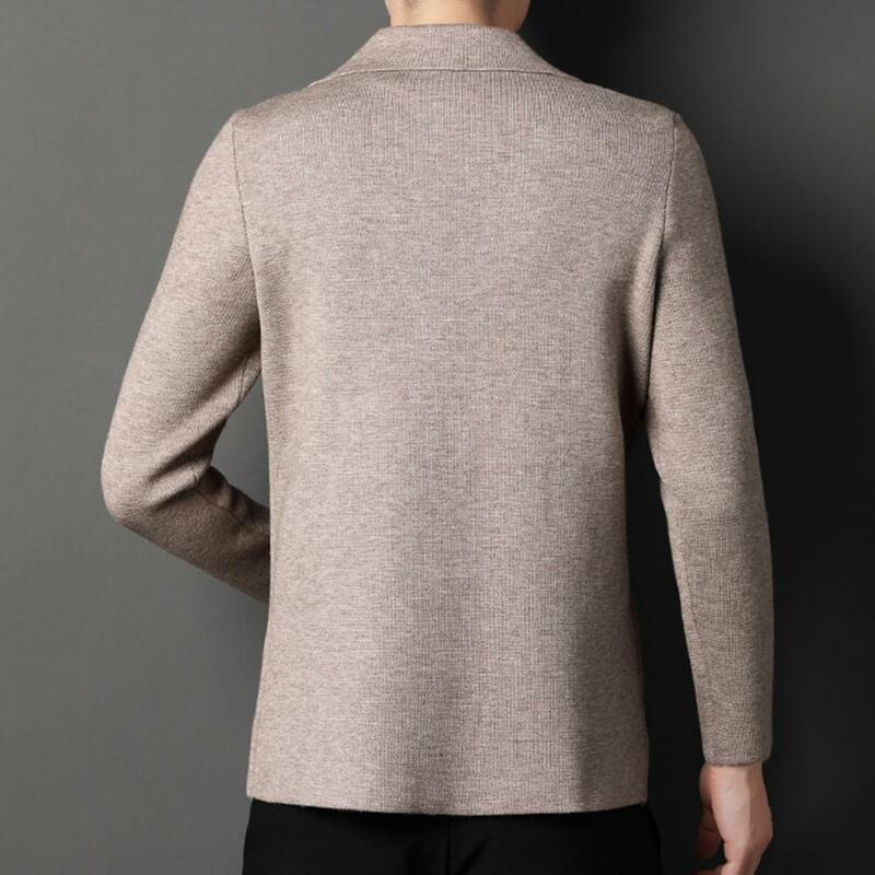 Knitted Sweater Korean Turndown Collar Double Buttons Knitting Suit Coat Men Casual Blazers Autumn Spring Slim Suit Men Jacket