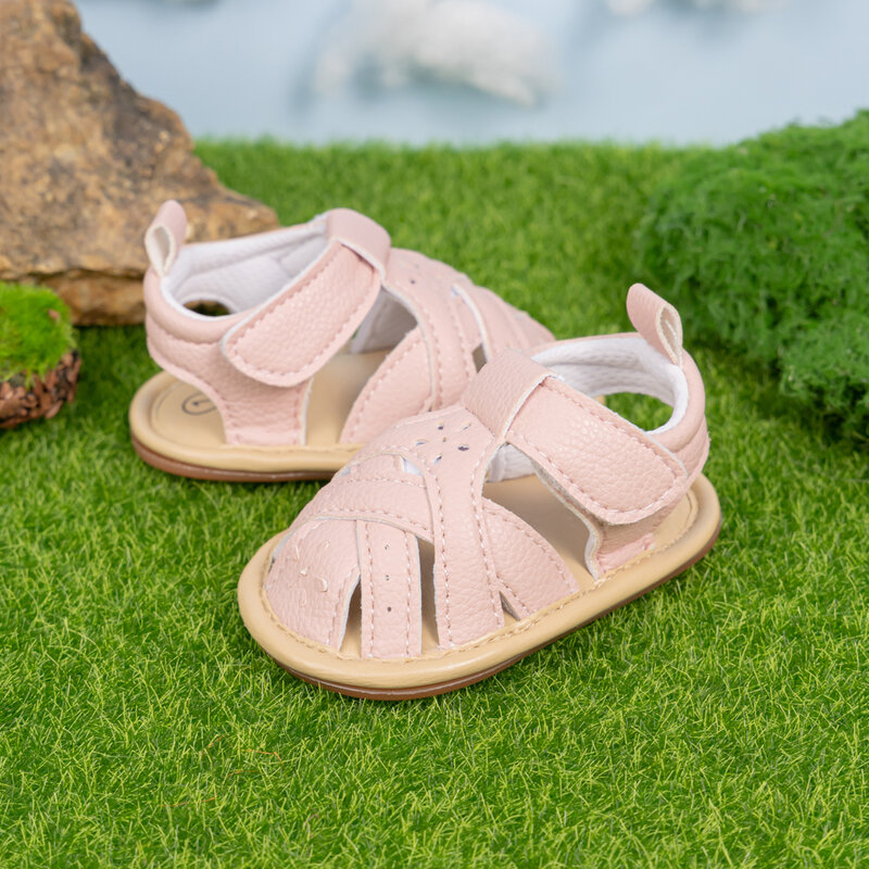 KIDSUN sandal sol karet datar, sandal pantai bayi perempuan musim panas, sepatu bayi balita anak perempuan baru lahir