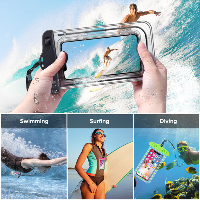 Torby pływackie wodoodporny futerał na telefon wodoodporny pokrowiec na telefon komórkowy pokrowiec PV na iPhone 12 Pro Xs Max XR X 8 7 Galaxy S10