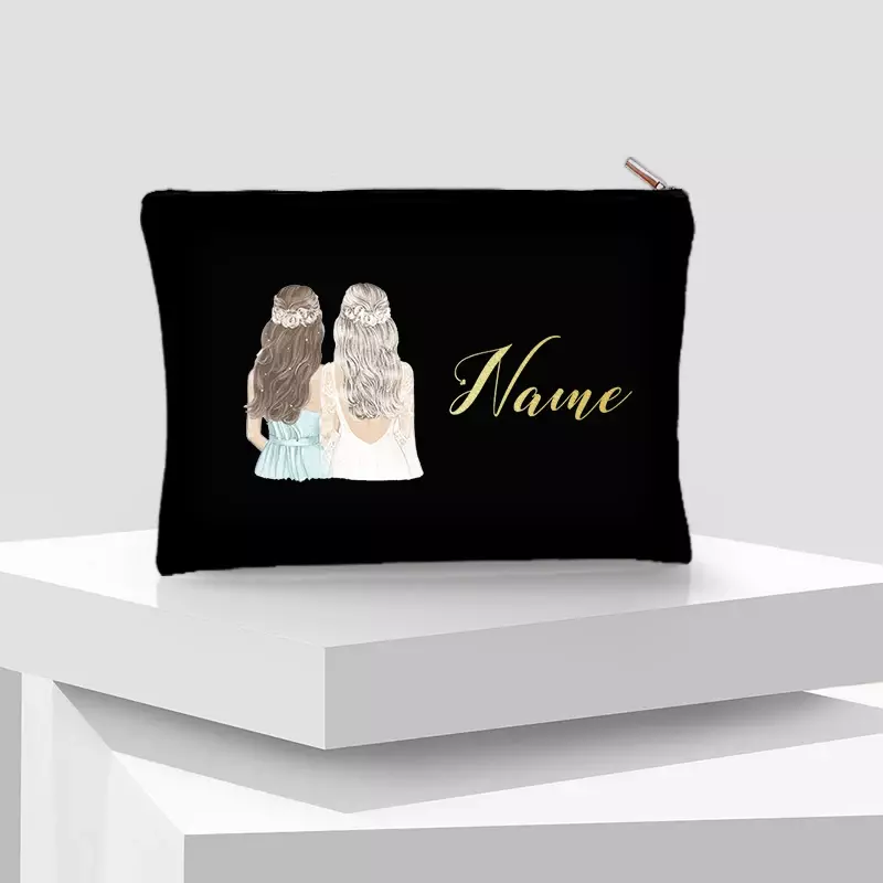 Personalized Name Cosmetic Bag for Lady Makeup Custom Bridesmaid Maid of Honor Make Up Pouch Bachelorette Party Gift Mini Clutch
