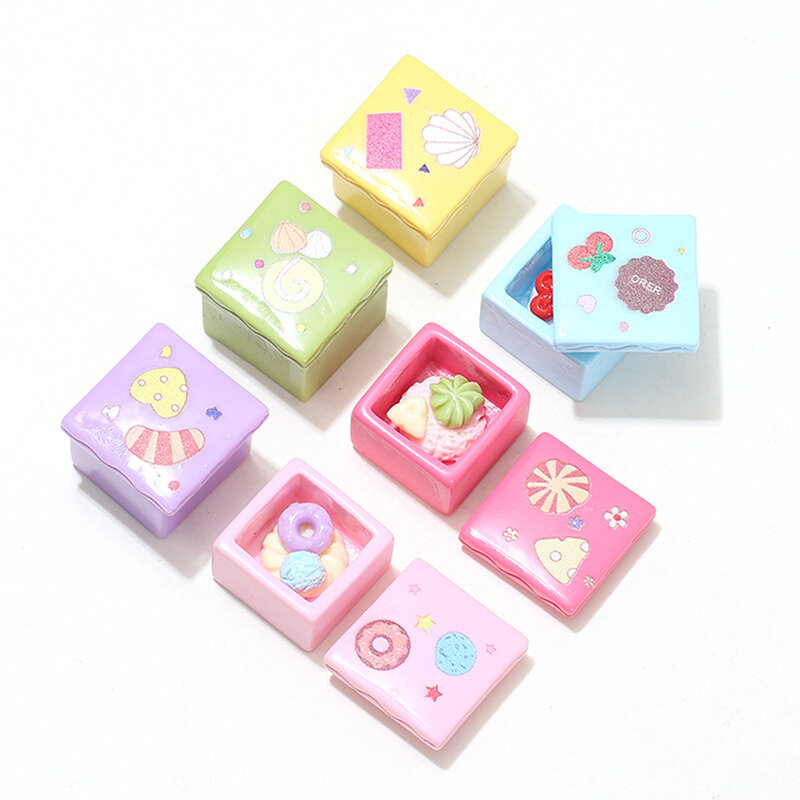 Miniatur rumah boneka, kotak kue pencuci mulut Model dapur aksesoris adegan makanan untuk dekorasi rumah boneka, mainan bermain peran anak-anak