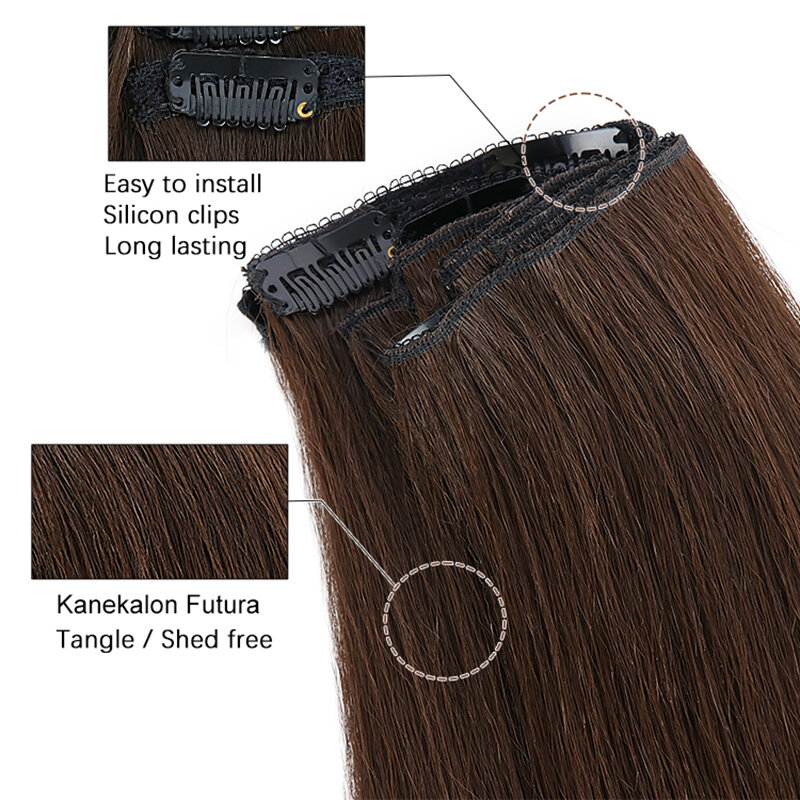Julianna Kanekalon Futura jepit rambut, ekstensi rambut 16 klip dalam 7 buah 24 inci 150g klip sintetis dalam klip ekstensi rambut