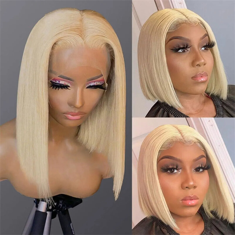 613 Blonde Wig Colored Bob Wig Human Hair Wigs For Women Brazilian Human Hair Wig Glueless Bone Straight Bob Wig Short Wig 180%