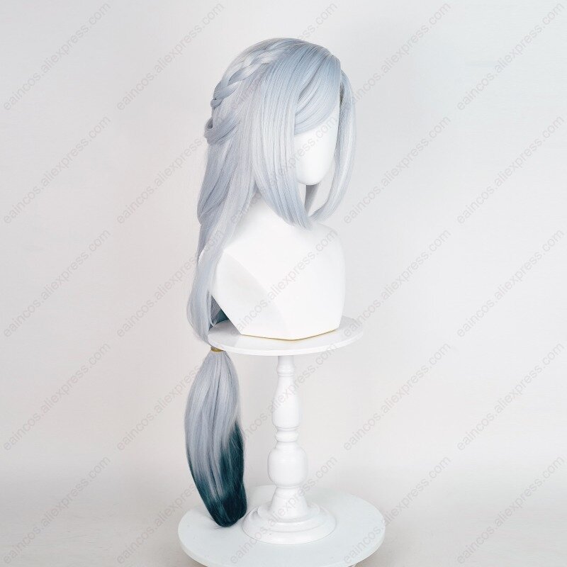 New Skin Lantern Rite Shenhe parrucca Cosplay 100cm treccia lunga argento blu parrucche sfumate capelli sintetici resistenti al calore Halloween
