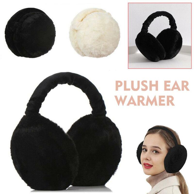 Earmuffs de pelúcia para homens e mulheres, tampa do ouvido, aquecedor do ouvido, monocromático, ao ar livre, proteção contra frio, moda, inverno