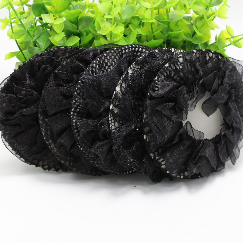 Black Lace Elastic Hair Net Net Net Adult Children Dance Headwear Updo Headflower Hair Accessories Hair Band Wholesale