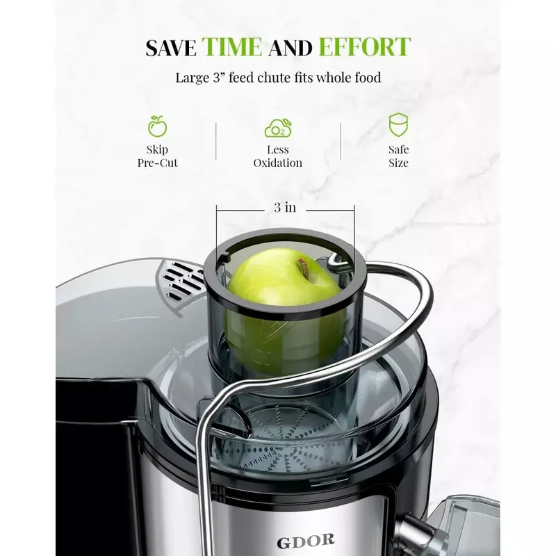 Juicer Machines with 1000W Motor, Extra Wide 3” Feed Chute Juicer, Juice Extractor for Whole Fruits and Vegetables