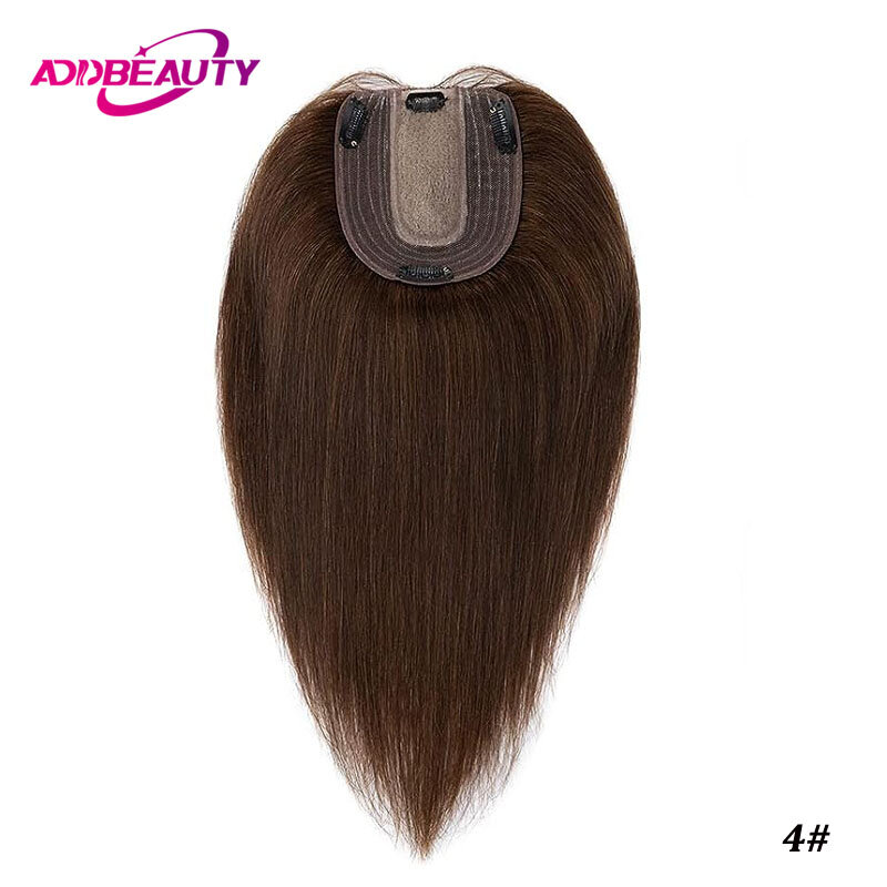 12x13cm Top in seta donna parrucchino capelli umani Base in seta diritta parrucche per capelli umani Clip nell'estensione dei capelli umani Toppers per capelli naturali