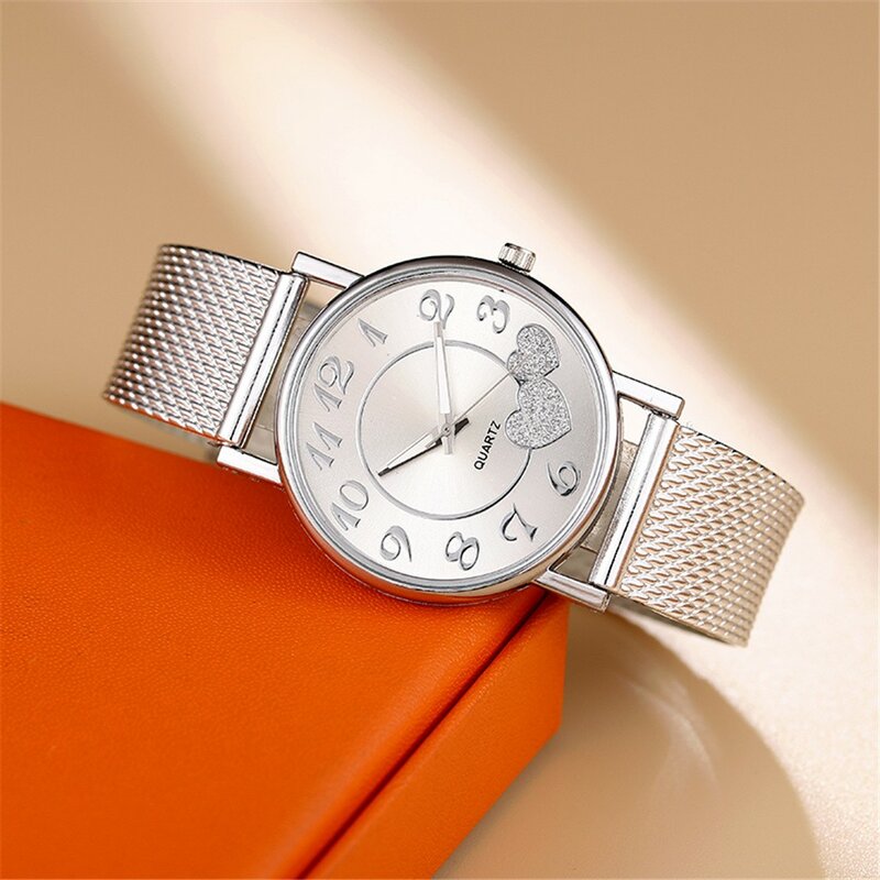 Różowo-złoty zegarek z motywem miłosnym proste podkreślające Temperament damski Student wodoodporny damski zegarek wysokiego poziomu luksusowy zegarek damski 2024