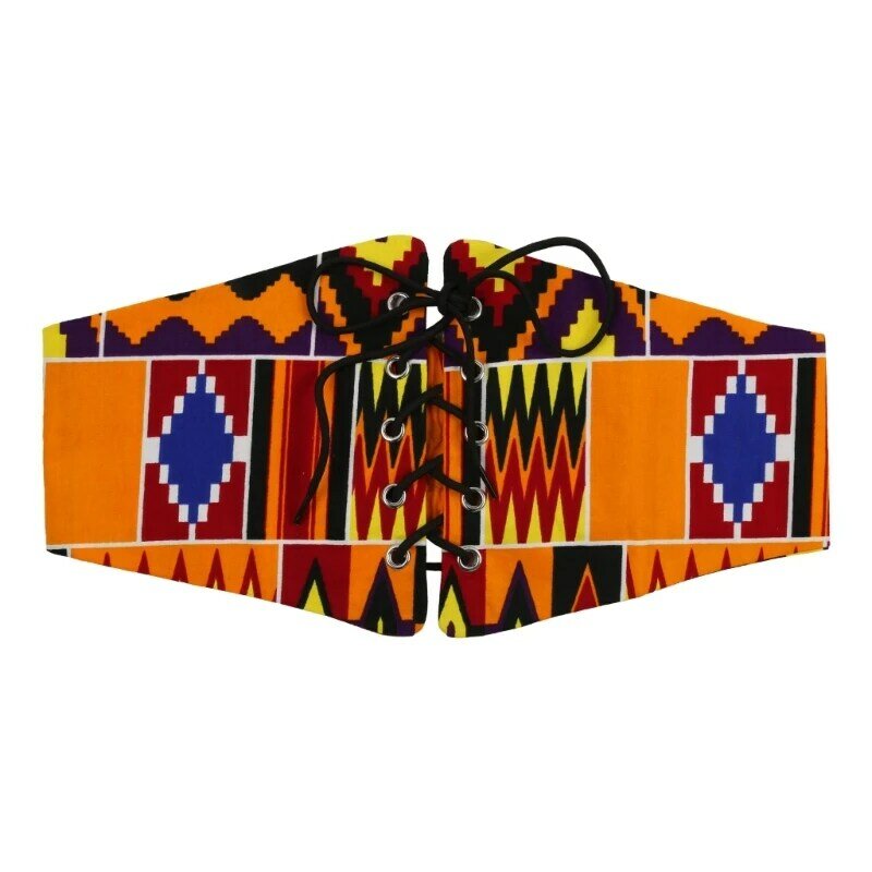 Cinturón corsé floral africano para mujer, cinturón vestir ancho, corsé con cordones, cinturón elástico