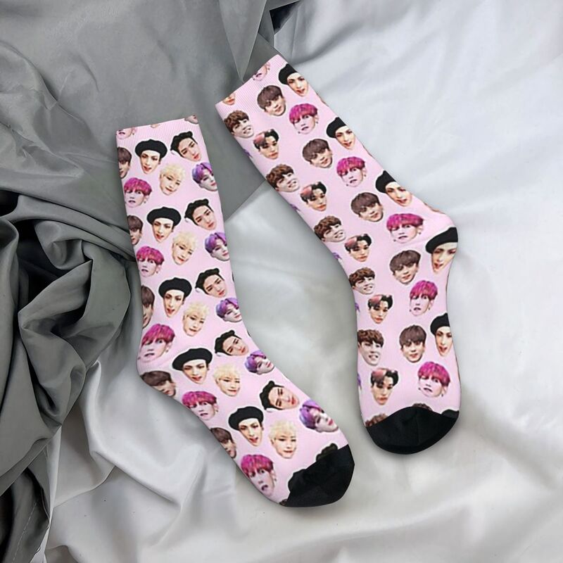 Носки ATEEZ-Face, высококачественные чулки в стиле Харадзюку, всесезонные длинные носки, аксессуары для мужчин и женщин, подарки