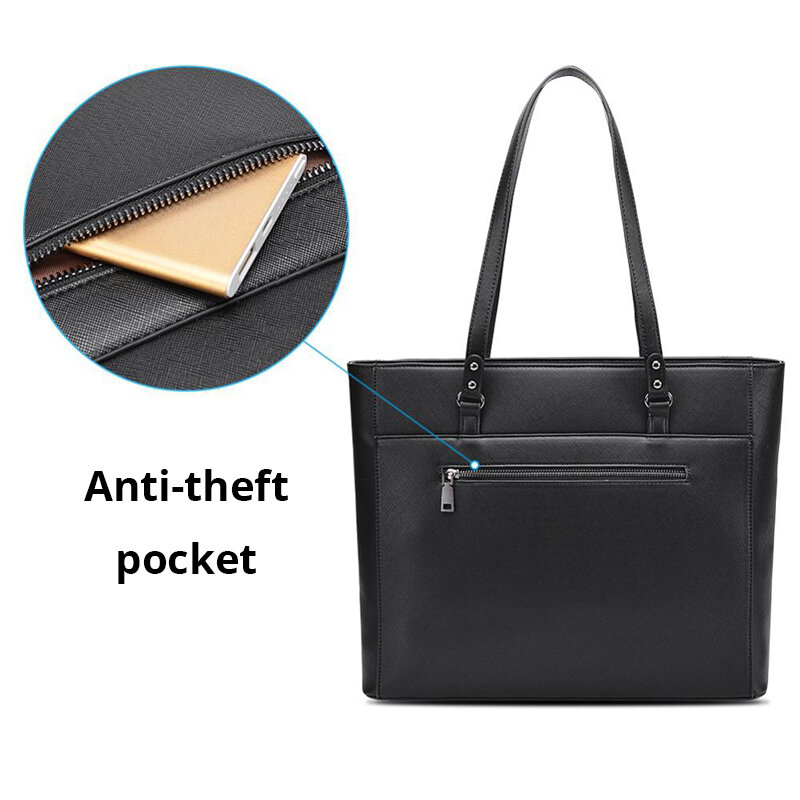 กระเป๋าธุรกิจสำหรับผู้หญิงสำนักงาน15.6นิ้วกระเป๋าถือกระเป๋าเอกสารหนังกันน้ำขนาดใหญ่หรูหราแบรนด์ดีไซเนอร์แฟชั่นกระเป๋าโท้ท