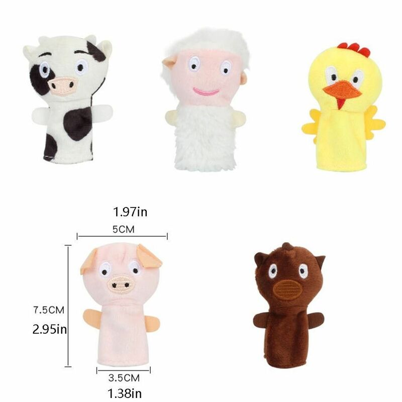 Muñeca de mano de dibujos animados para niños, juguete de felpa relajante, títere de dedo, Educación Temprana, 5 piezas