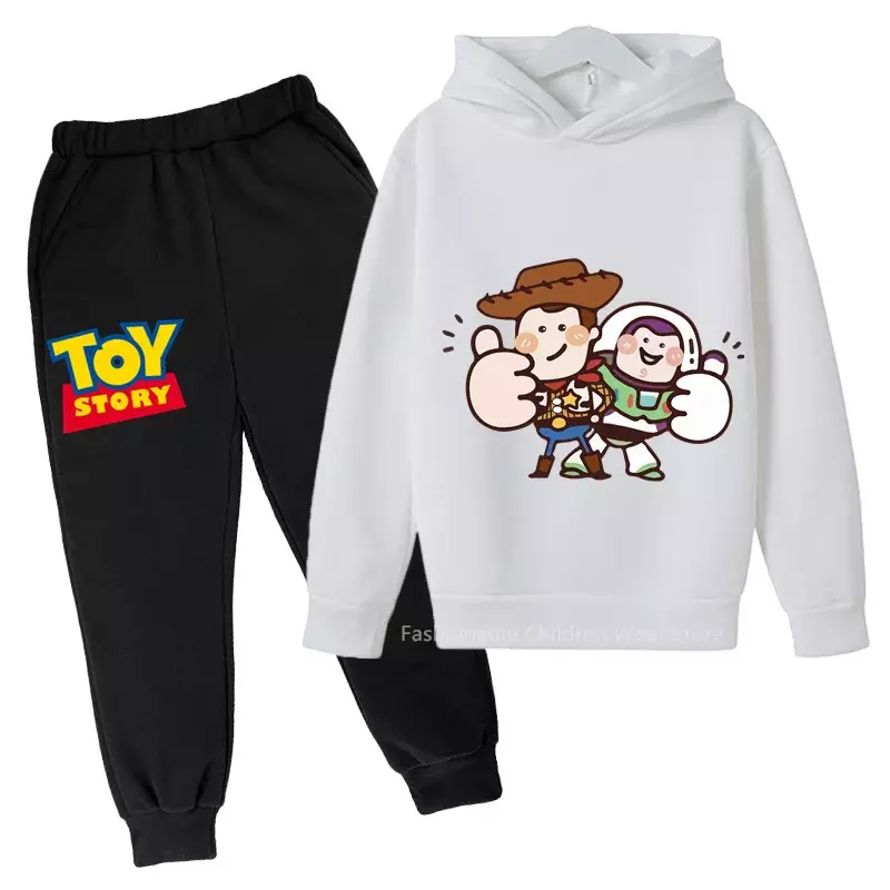 Conjunto de Sudadera con capucha y pantalones de Disney Toy Story para niños, elegante e informal, ropa informal para niños y niñas, otoño y primavera