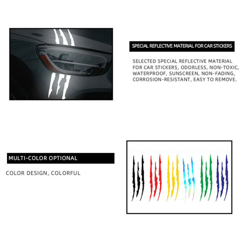 Adesivo per auto Moto universale Monster Claw graffiato Stripe decalcomania Marker riflettente impermeabile Moto decorazione accessori