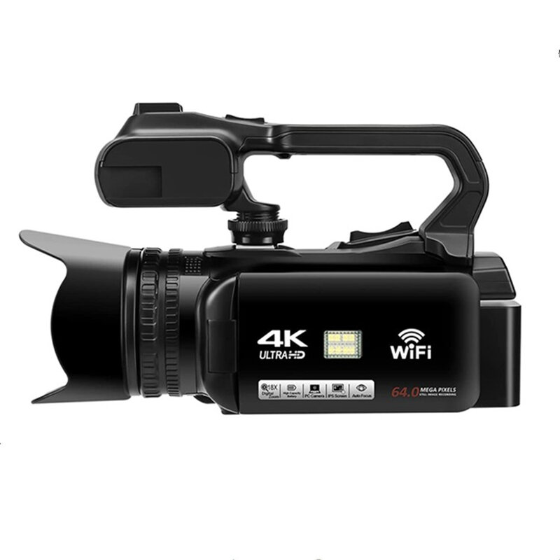 4k camcorder youtube câmera de vídeo digital para transmissão ao vivo wifi webcam 18x 64mp câmera digital vlog gravador 4 Polegada girar tela
