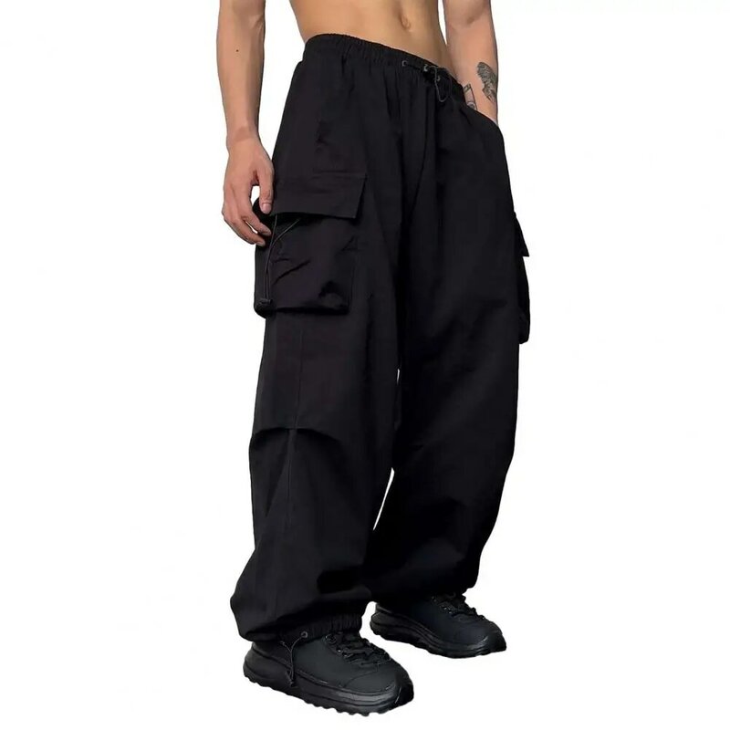 Брюки-карго в стиле Харадзюку большого размера, парашютные штаны, Мужская Уличная одежда, винтажные повседневные спортивные брюки бриджи в стиле хип-хоп с широкими штанинами