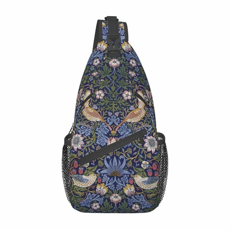 William Morris tas selempang stroberi tas dada kasual tas bahu seni bunga tas punggung harian ransel perjalanan mendaki bersepeda tas buku