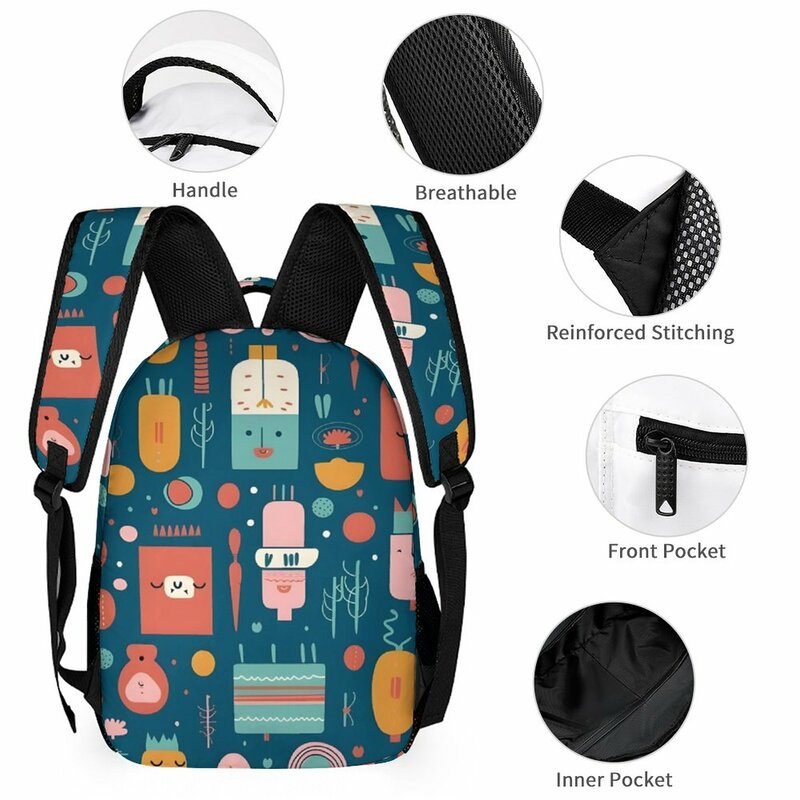 2023 New Three-piece Suit Zipper School Bag Student Backpack Chest Bag Pencil Bag Children's Gift Food Bag