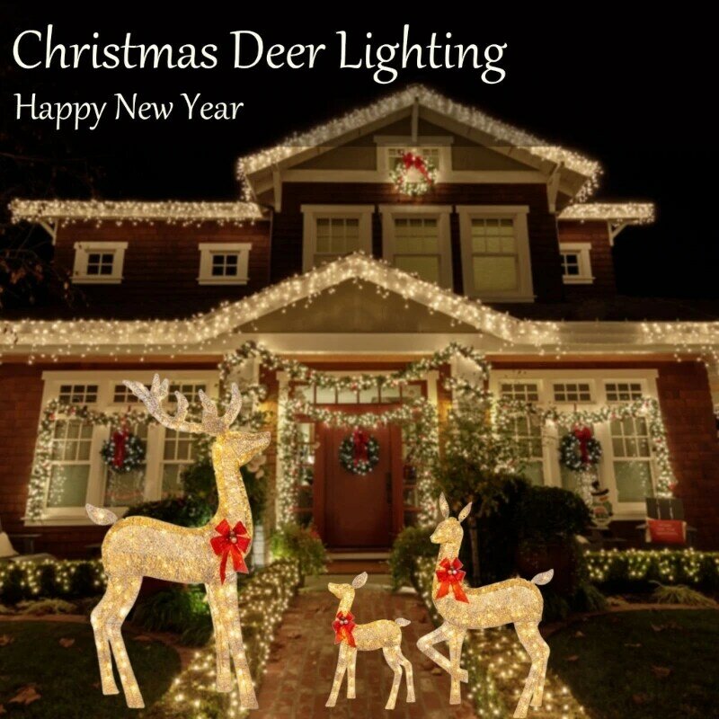 50JC Light-Up Reno Holiday Decoration LED Christmas Light Deer Outdoor Decor