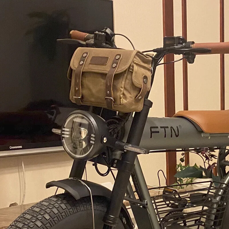 Vintage Motorcycle Side Bag Waxed Canvas Bike Luggage Bag Riding Saddle Leg for Bicycle Men Rider Shoulder Bag Crossbody Bags