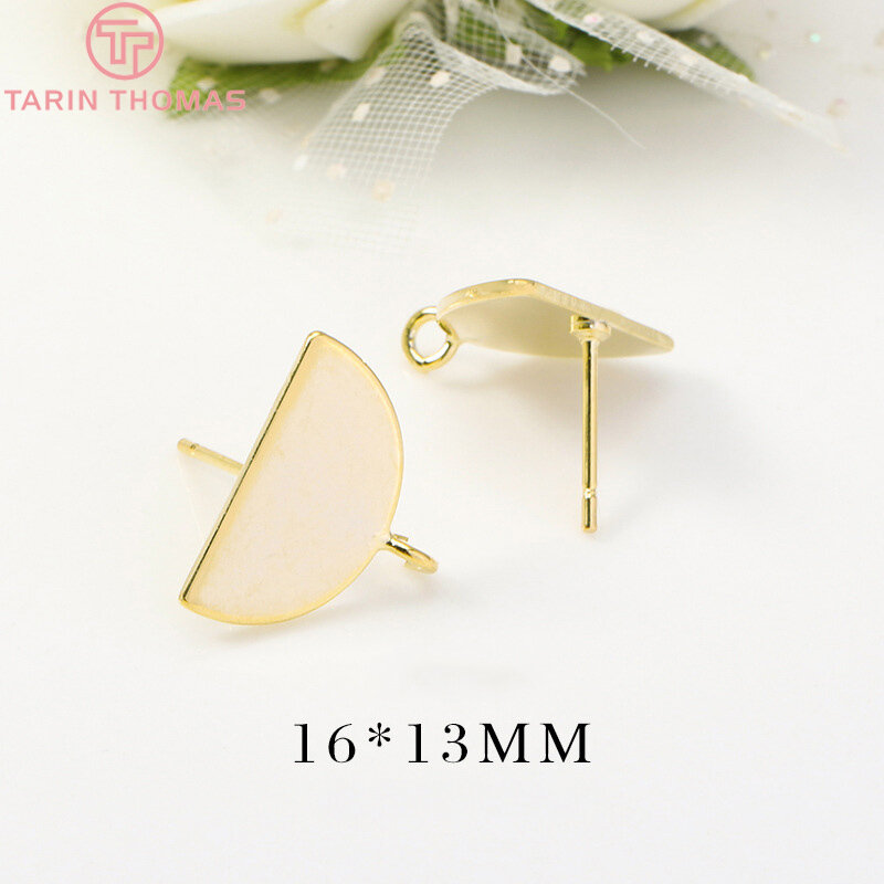 (2447)6PCS 24K Gold Color Plated Brass Shaped Stud Earrings for Jewerly Making Diy Jewelry Findings Accessories wholesale