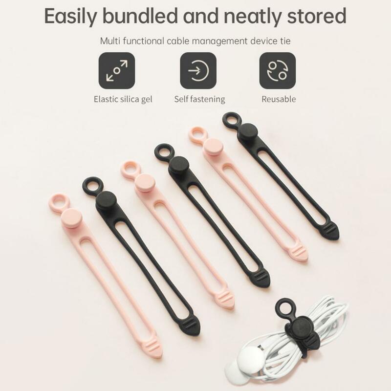 Cable Organizer 5Pcs Practical Soft Texture Easy Bundling  Silicone Cable Ties Cord Organizer Desktop Accessories