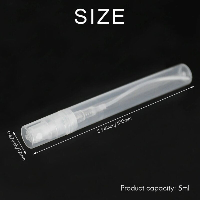 Garrafa de plástico transparente Spray, recarregáveis, vazio, maquiagem, perfume atomizador, 5ml, 50pcs por lote