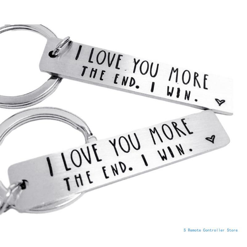 Engraved Lettering Keychain Charm, Couple Keyring Pendant for Women Men Boy Girl Christmas Anniversary Valentine Gift
