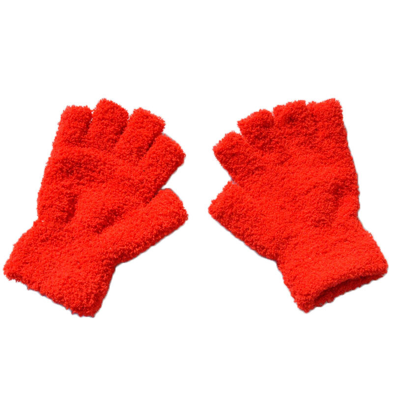 Mùa Đông Nỉ Mặc Fingerless Gloves 1 Nửa Ngón Tay Găng Tay Màu Trơn Unisex Tay Ngoài Trời Lái Xe Đi Xe Đạp Găng Tay Hở Ngón