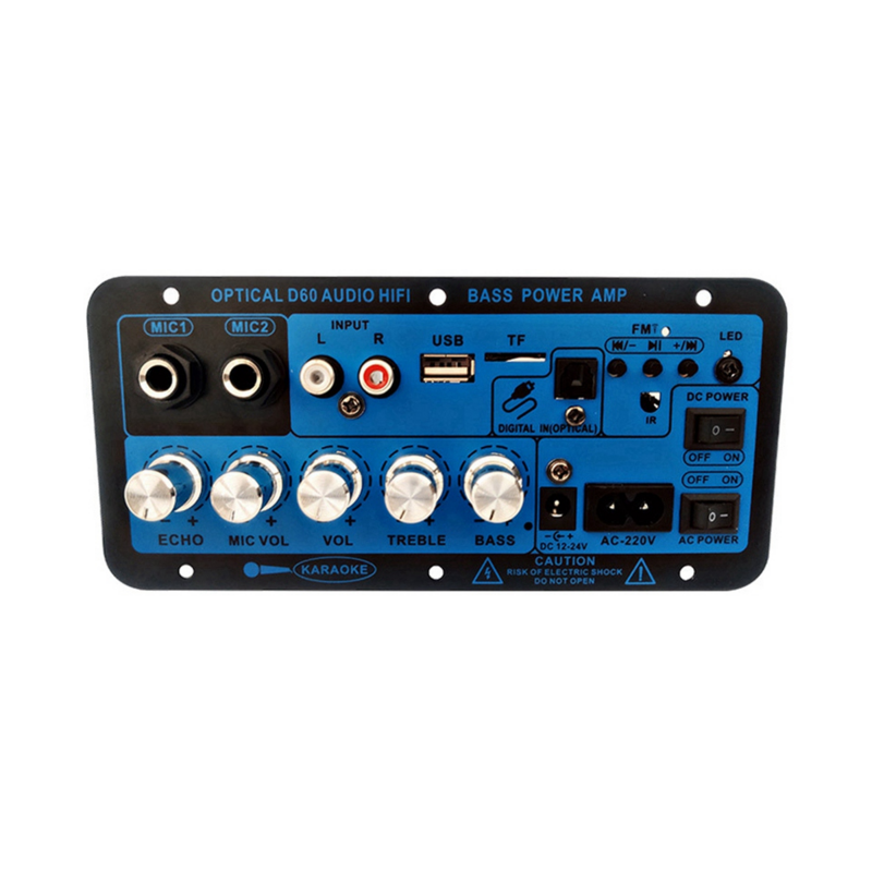 D60 50W Subwoofer Power Amplifier Board with Optical Audio 12V24V220V Bluetooth Audio Amplifier Board for Audio EU Plug