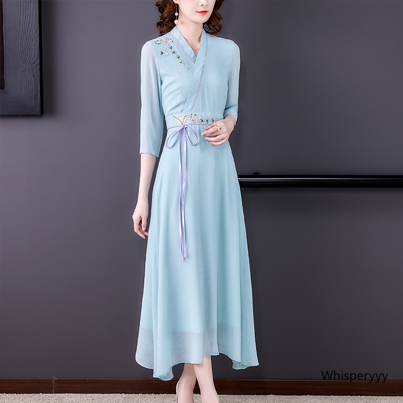Vestido hanfu estilo chinês para mulheres, moda vintage, moderno, melhorar o bordado, vestidos elegantes, vestido tradicional para meninas