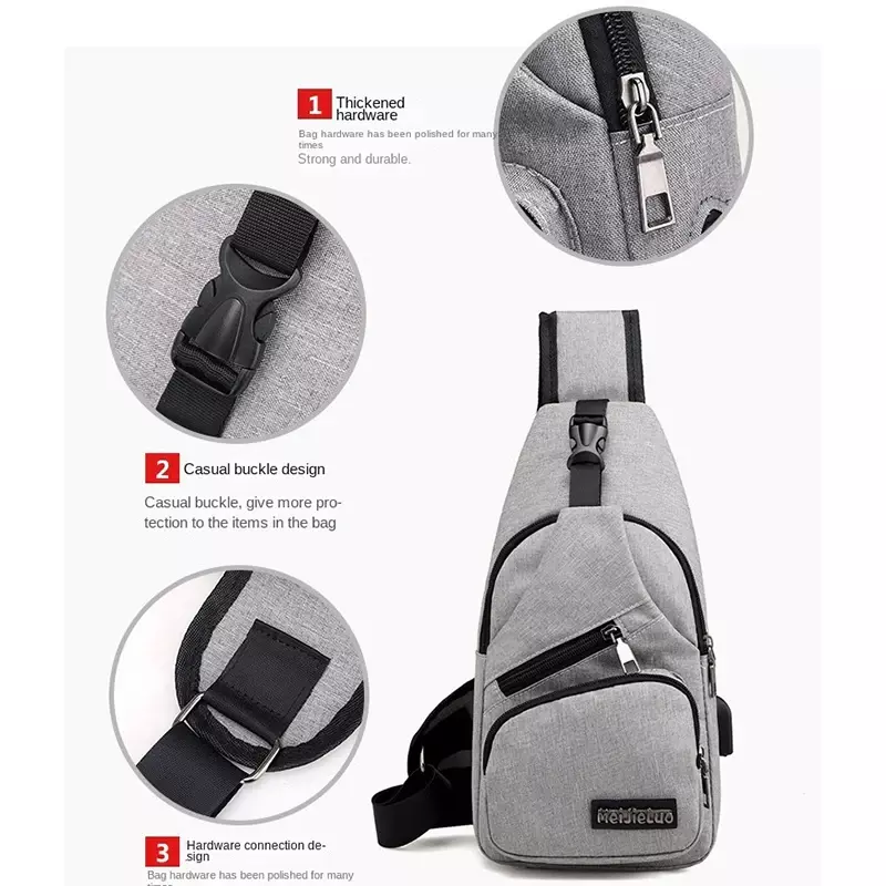 Multi-functional Chest Bag Large Capacity Men's Shoulder Bag Solid Color Multi-pocket Crossbody Travel Fashion New Travel Bags