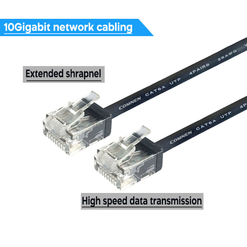 COMNEN Cat6A Kabel Ethernet RJ45 0.1-1.5m 10Gbps Slim krótki kabel łączący UTP Network Lan Kabel dla PC zewnętrznego komputera Xbox