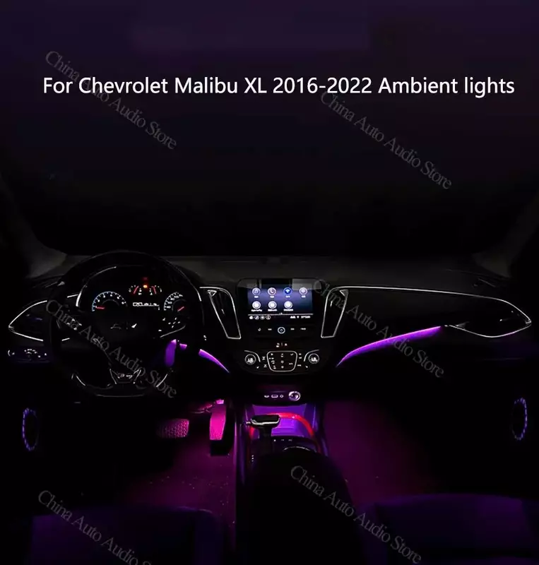 Lámpara de ambiente para Chevrolet Malibu XL 2016 2017-2022, luz Interior, enchufe de pie, luz ambiental, 64 colores, 26 luces